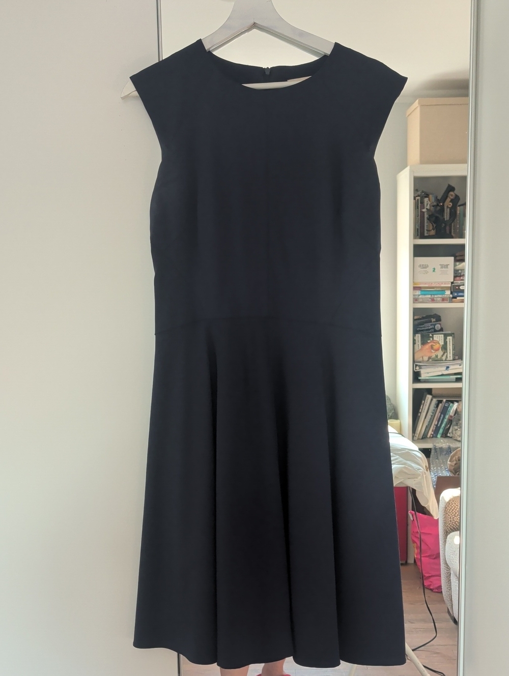 MM Lafleur Navy Cap-Sleeve Fit-and-Flare Dress